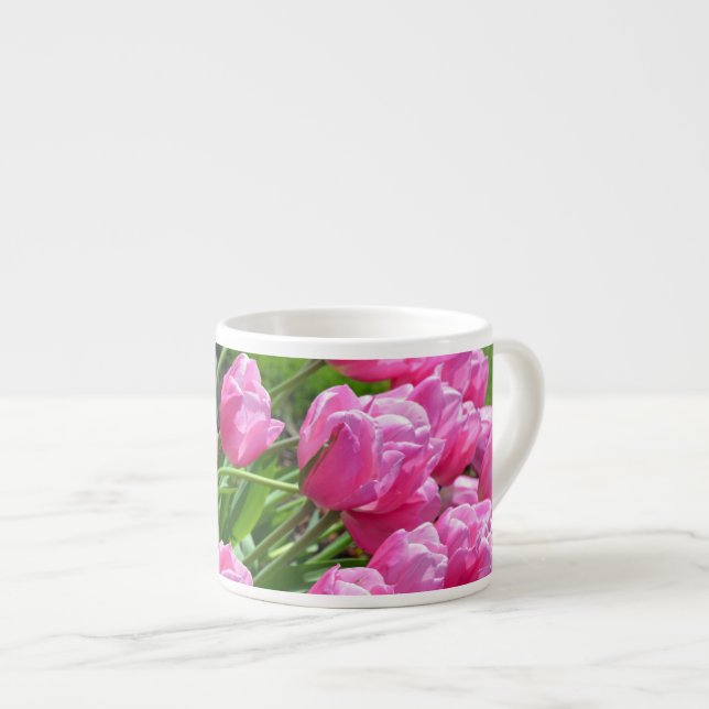 Taza De Espresso Tulipanes de primavera rosada espresso mug (Derecha)