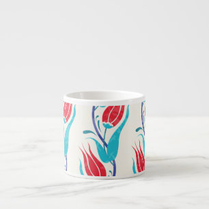 Taza De Espresso Tulipanes Turcos: Motif Tradicional sin Mar.