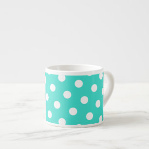 Taza De Espresso Turquesa y Lunares Blancos
