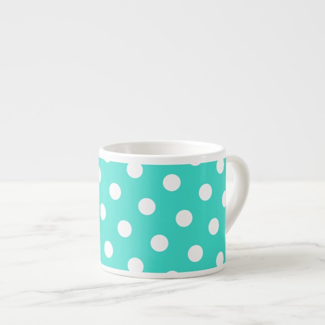 Taza De Espresso Turquesa y Lunares Blancos (Derecha)