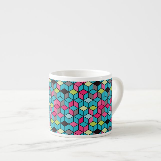 Taza De Espresso Turquesa y modelo rosado del cubo (Derecha)