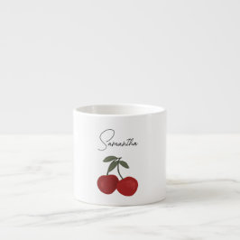 Taza De Espresso Two Red Cherries Illustration | Cute Fruit Art