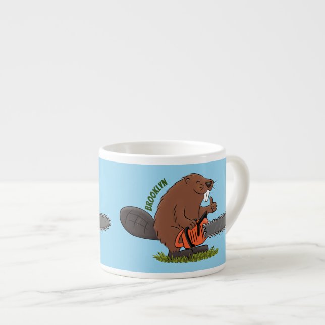 Taza De Espresso Un castor gracioso con humor de personalizado de l (Derecha)