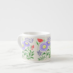 Taza De Espresso Un conjunto de flores pintadas en acuarela
