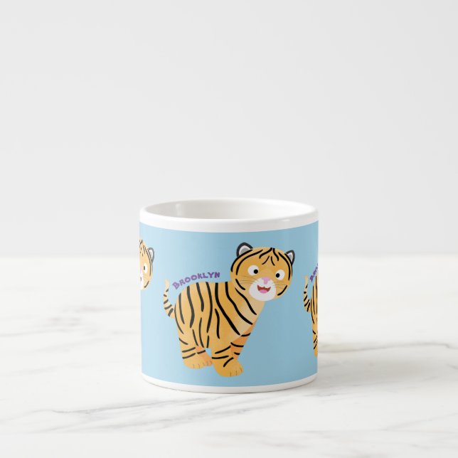 Taza De Espresso Un personalizado feliz del cachorro de tigre (Frente)