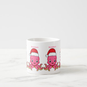 Taza De Espresso Un pulpo alegre lindo usando Navidades gorra perso
