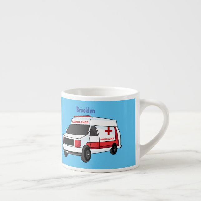 Taza De Espresso Una ambulancia roja curada van personalizado (Derecha)
