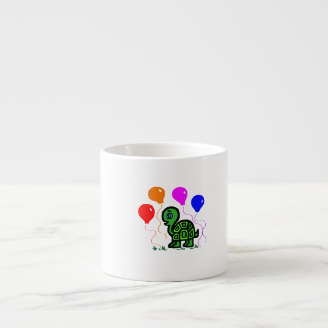Taza De Espresso Una tortuga y globos (Frente)