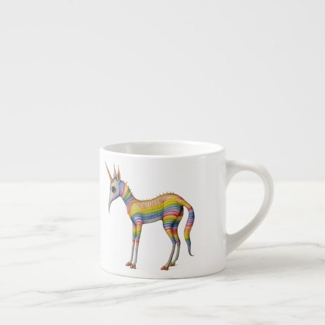 Taza De Espresso Unicornio arcoiris bestiario antiguo (Derecha)