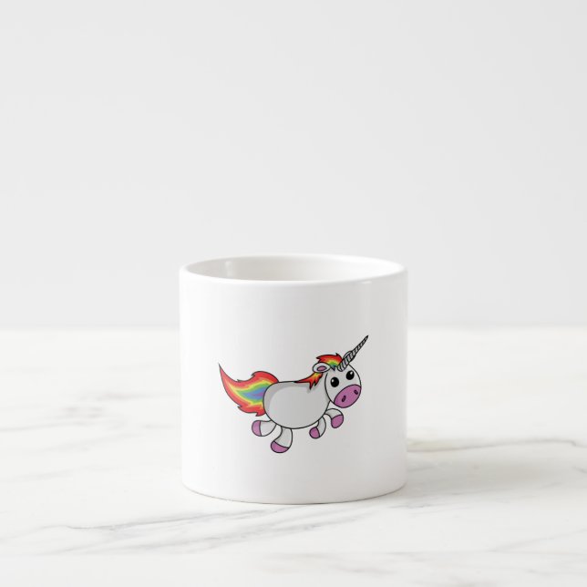 Taza De Espresso Unicornio lindo del dibujo animado (Frente)