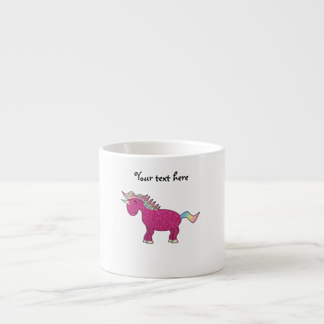 Taza De Espresso Unicornio rosado del purpurina (Frente)