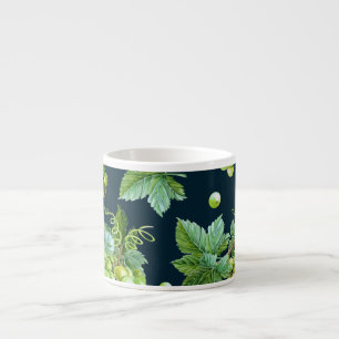 Taza De Espresso Uva verde: Patrón oscuro de acuarela
