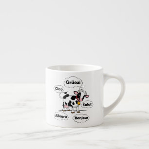 Taza De Espresso Vaca suiza Grüezi Bonjour Ciao Suiza Viaje