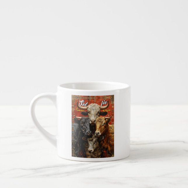 Taza De Espresso Vacas amantes de selfie (Izquierda)
