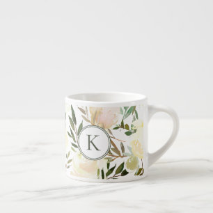 Taza De Espresso Vainilla blanca de vainilla floral romántica