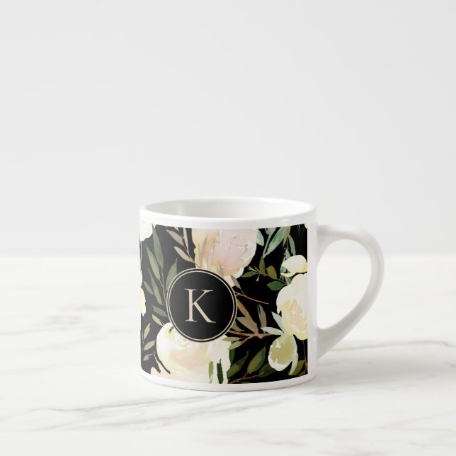 Taza De Espresso Vainilla Verde de vainilla floral romántica (Derecha)