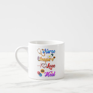 Taza De Espresso Vajilla de enfermera Inspira Amor Sana Med Terapeu