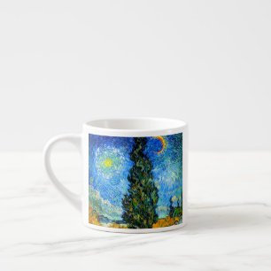 Taza De Espresso Van Gogh Road con Cypress y Star