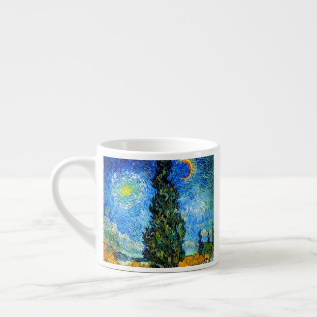 Taza De Espresso Van Gogh Road con Cypress y Star (Izquierda)
