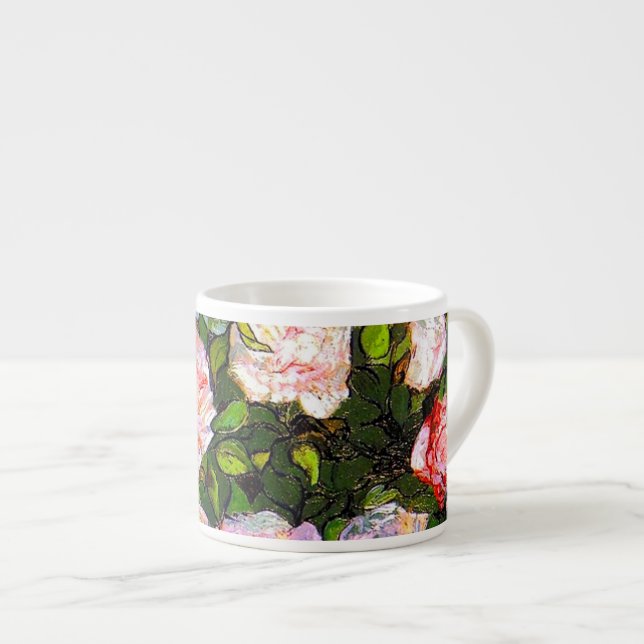 Taza De Espresso Van Gogh sigue con la vida con rosas rosas rosas (Derecha)