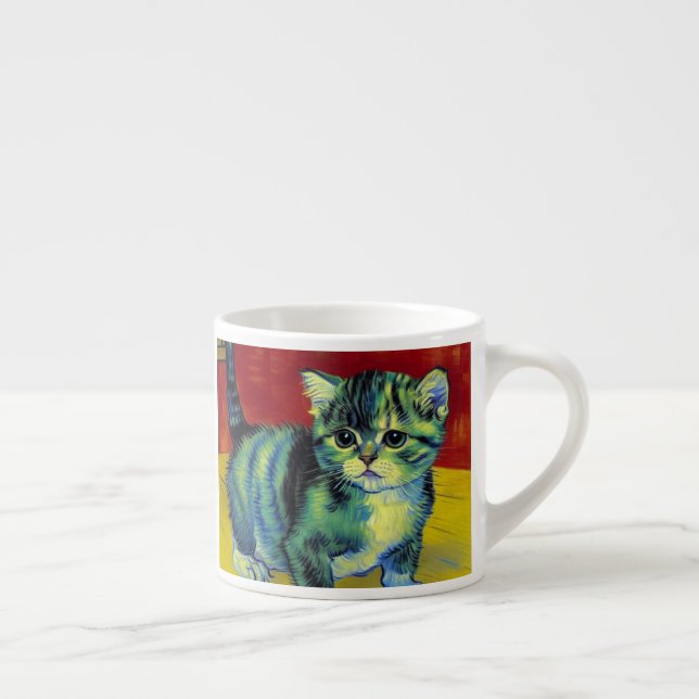 Taza De Espresso Van Gogh Tabby Cat (Derecha)