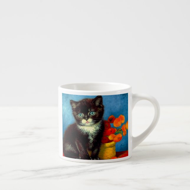 Taza De Espresso Van Gogh Tuxedo Cat (Derecha)