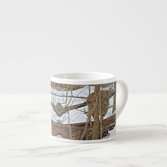 Taza De Espresso Venado Whitetail En Nieve (Derecha)