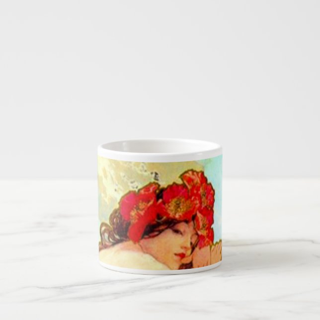 Taza De Espresso Verano de Art Nouveau de Alphonse Mucha (Frente)