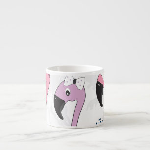 Taza De Espresso Verano Flamingo: Ilustracion Beach Vintage.