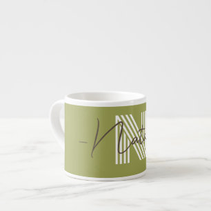 Taza De Espresso Verde de oliva natural personalizado con fuente el
