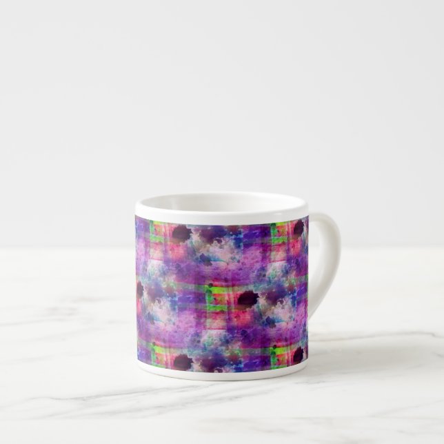 Taza De Espresso Verde del diseño, acuarela púrpura de la textura (Derecha)