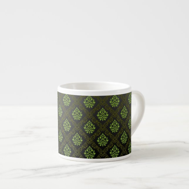 Taza De Espresso Verde floral del papel pintado (Derecha)
