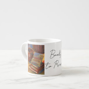 Taza De Espresso Vida con libros para leer pintura
