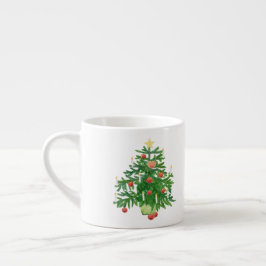 Taza De Espresso Vintage Christmas Tree with a Star & Heart Cookie