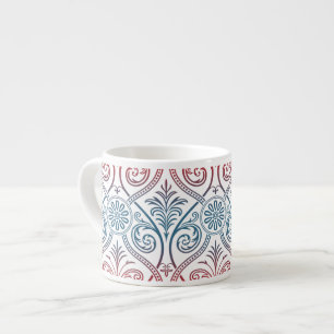 Taza De Espresso Vintage Damask Wallpaper - rojo violeta azul