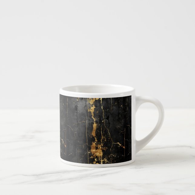Taza De Espresso Vintage negro y dorado (Derecha)