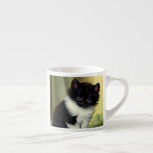 Taza De Espresso Vintage Tuxedo Kitten Ilustracion