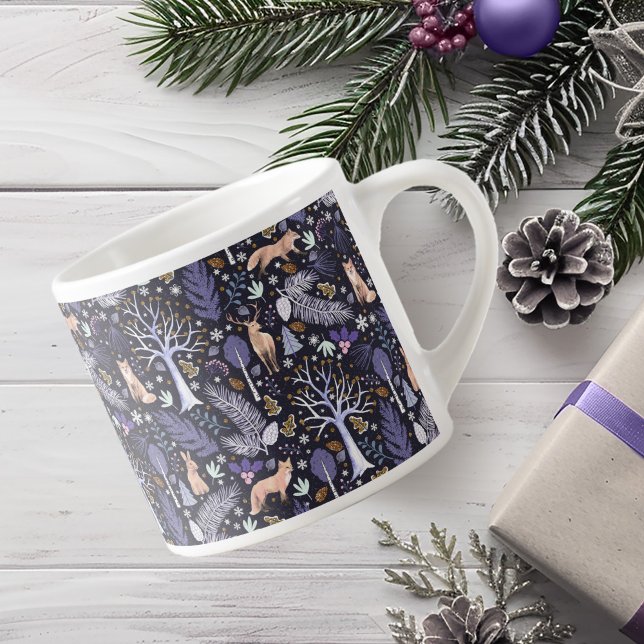 Taza De Espresso Violeta de bosque de invierno/ID de oro785 (Subido por el creador)