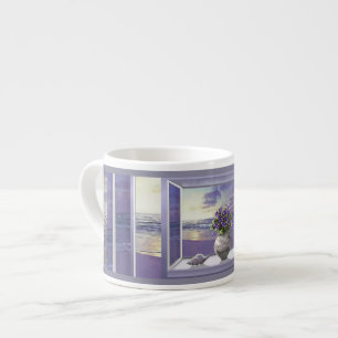 Taza De Espresso violetas en tarro lunar