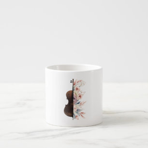 Taza De Espresso Violín con flores.