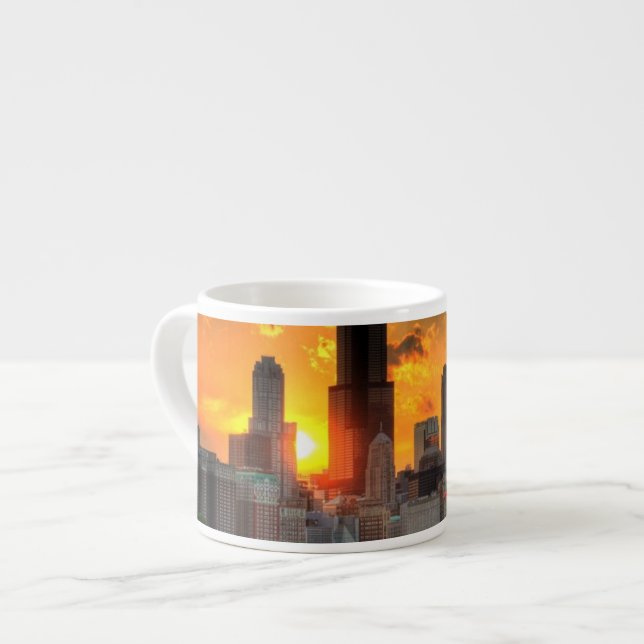 Taza De Espresso Vista del horizonte de Chicago de Adler (Izquierda)