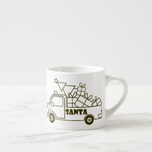 Taza De Espresso Vista lateral del camión de Navidades de esquema