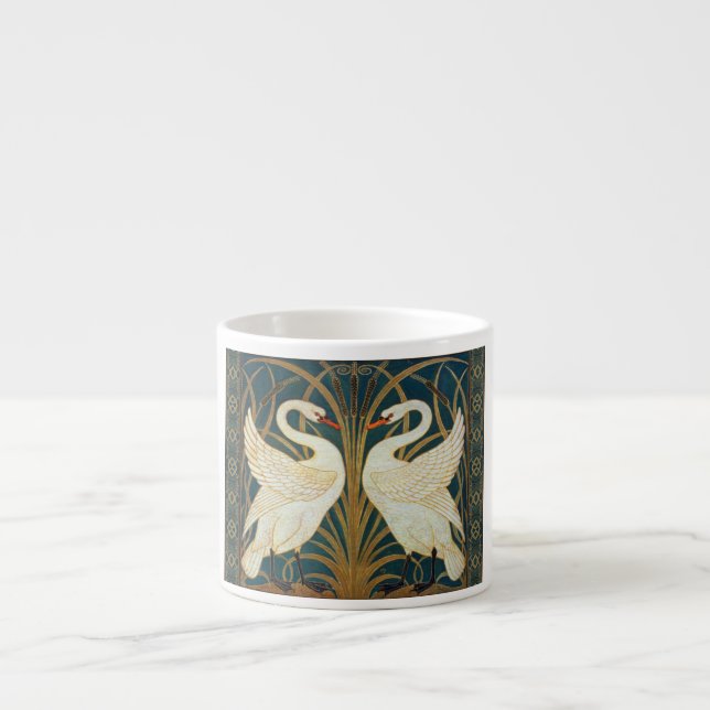 Taza De Espresso Walter Crane Swan, Rush E Iris Art Nouveau (Frente)