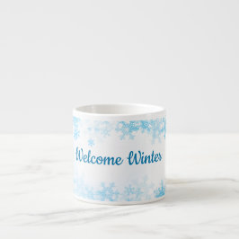 Taza De Espresso Welcome Winter, white blue ice crystals