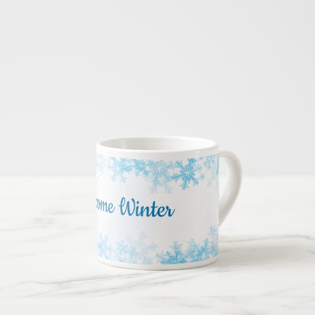 Taza De Espresso Welcome Winter, white blue ice crystals (Derecha)