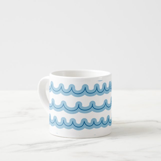Taza De Espresso Whimsical Ocean Waves (Izquierda)