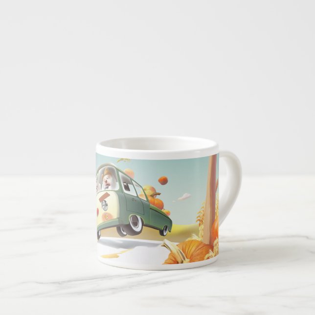 Taza De Espresso Whimsical Pumpkin Ride (Derecha)