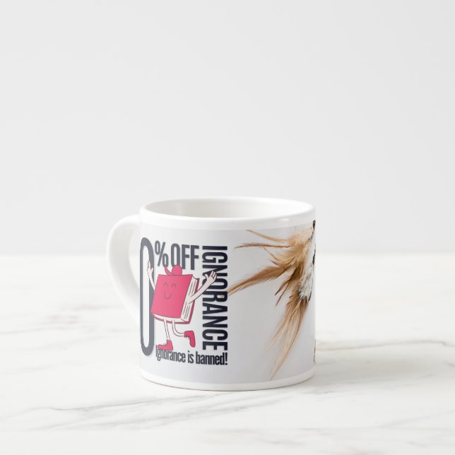 Taza De Espresso Whimsical Red Book Character Ignorance Banned  (Izquierda)