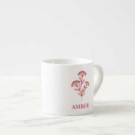 Taza De Espresso Wildflower with Name in Red