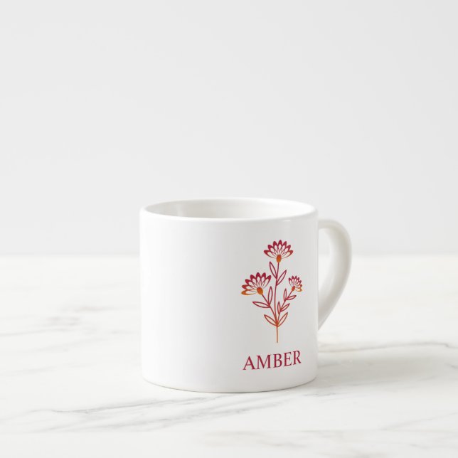Taza De Espresso Wildflower with Name in Red (Derecha)